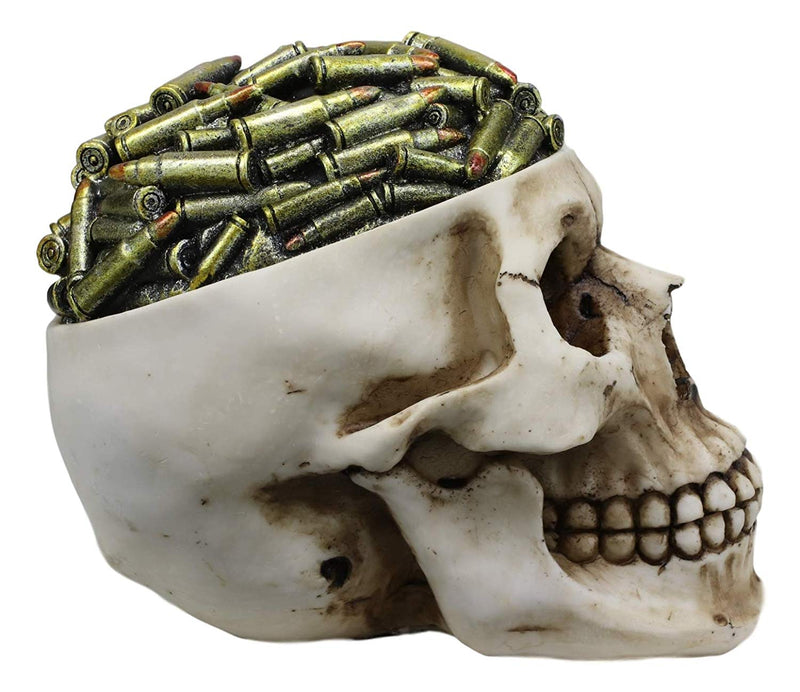 Ebros Day of The Dead War Ammo Bullet Casings Grinning Skull Decorative Stash Box