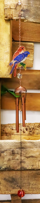 Tropical Scarlet Macaw Parrot Lovers Bird Pair Resonant Copper Wind Chime Garden