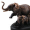 African Safari Bush Elephant Mother With Calf On Jungle March Figurine With Base