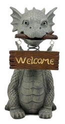 Ebros Bienvenidos Welcome Sign Dragon Garden Greeter Bobblehead Statue Faux Stone