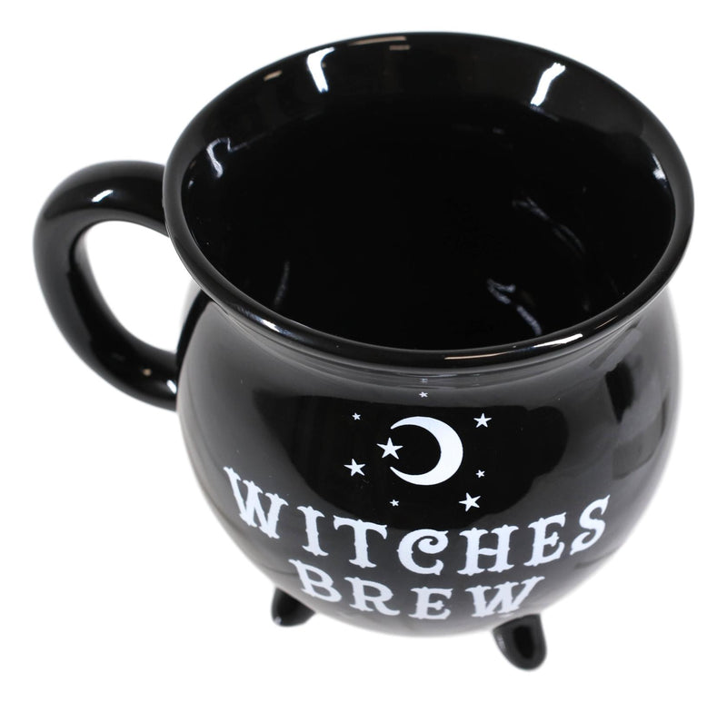 Ebros Wicca Sacred Crescent Moon Witches Brew Black Cauldron Coffee Tea Mug Cup 14oz