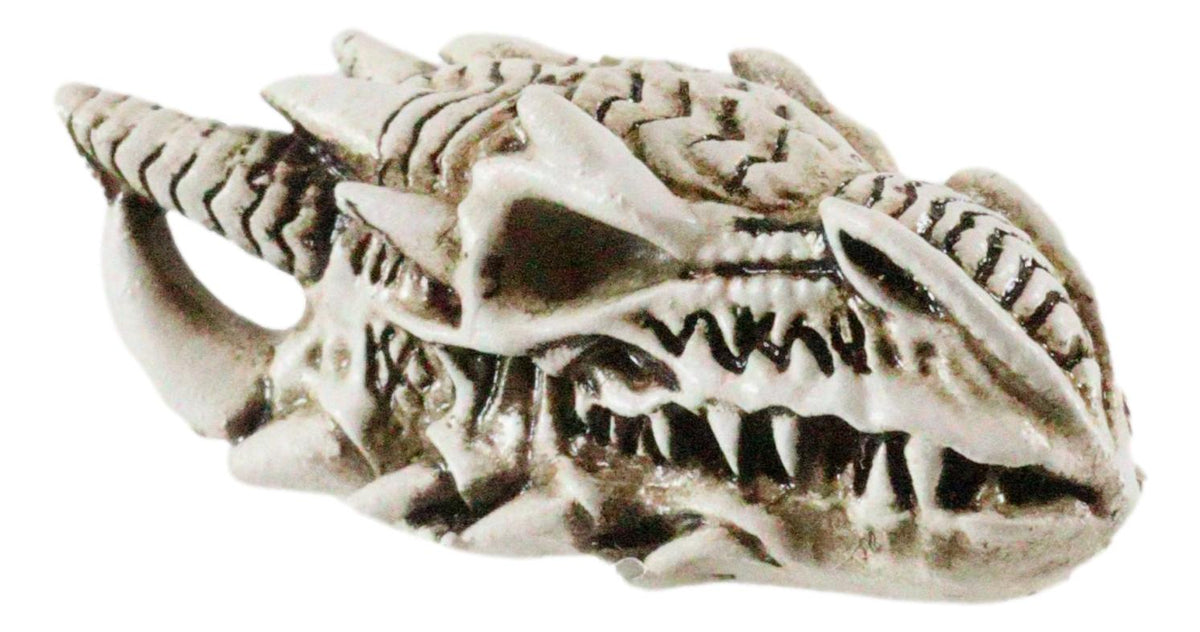 Miniature Tribal Tattoo Demon Horned Dragon Skull Figurine Fantasy Dragons Lair - Ebros Gift