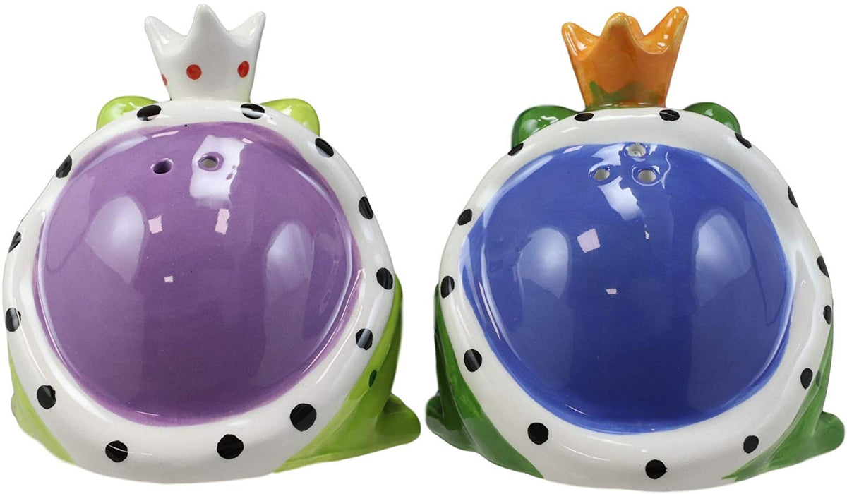 Ebros Frog Prince And Princess Kissing Ceramic Magnetic Salt And Pepper Shakers - Ebros Gift