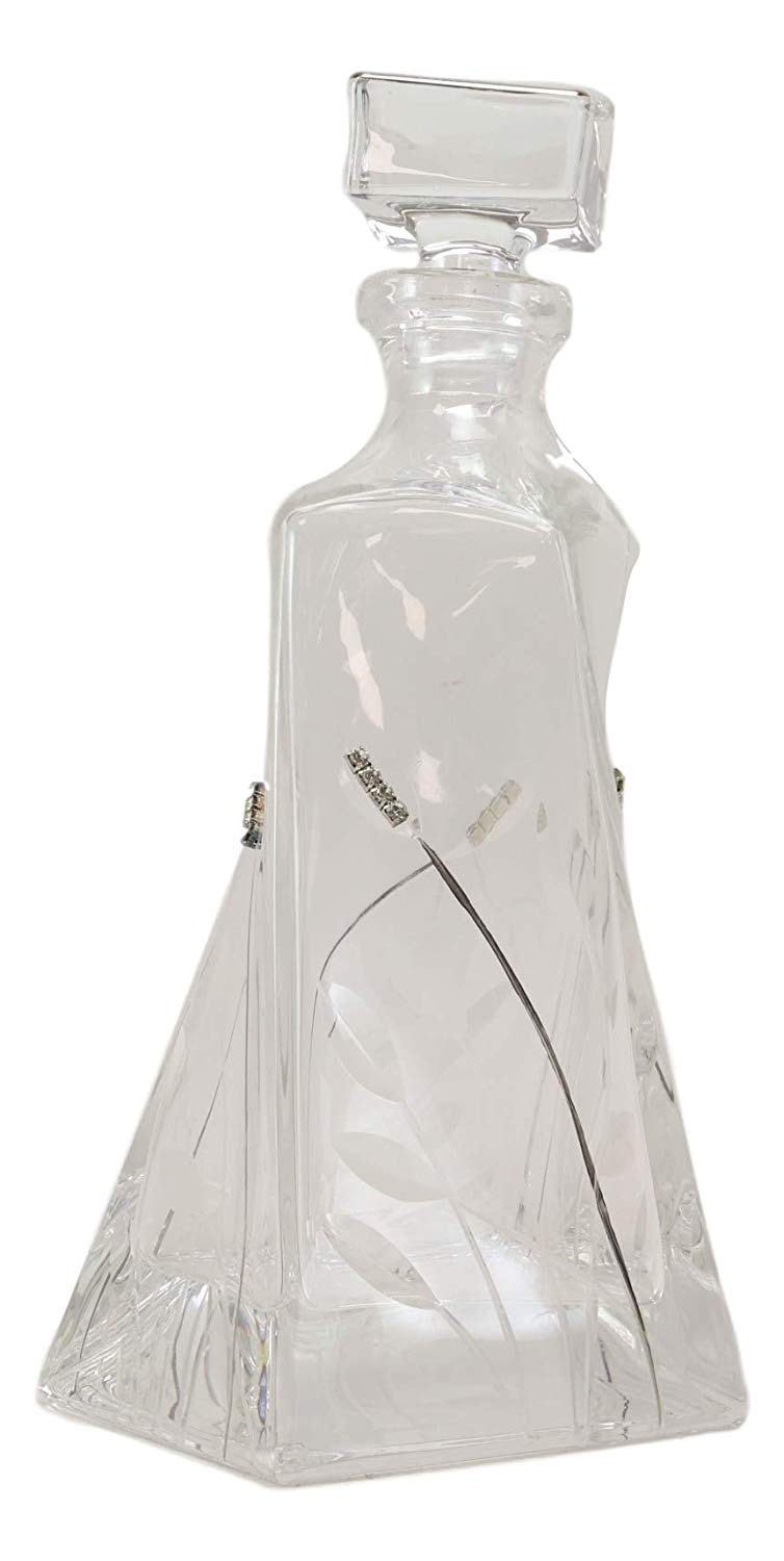 7 Piece Whiskey Scotch Brandy Set Elegant Clear Glass Decanter And DOF Glasses - Ebros Gift