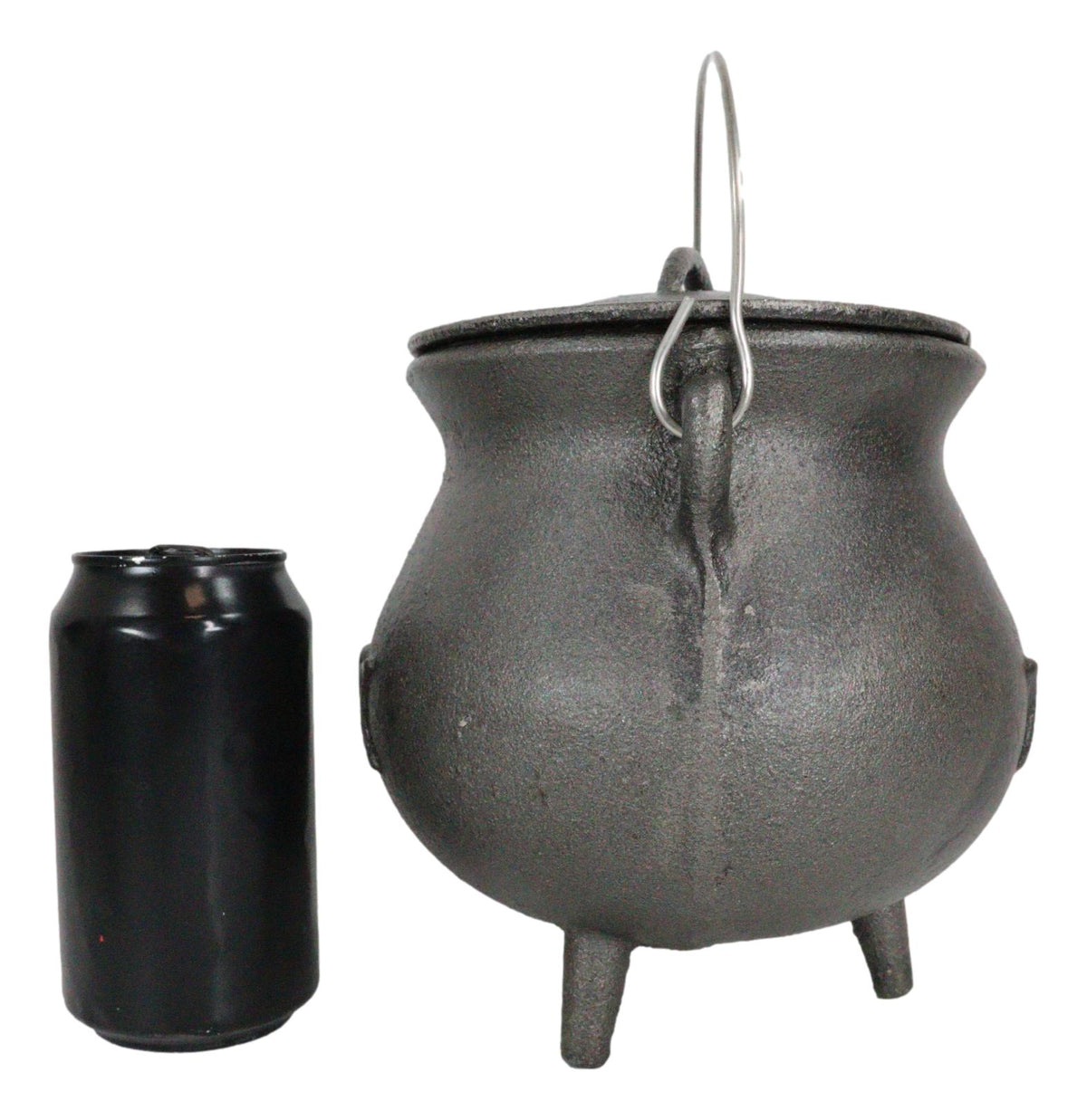 Cast Iron Wicca Triple Moon Shaman Spiral Goddess Cauldron With Handle and Lid