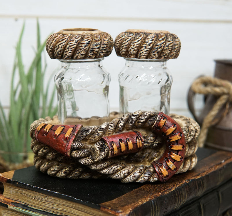 Rustic Western Cowboy Braided Lasso Ropes Salt And Pepper Shakers With–  Ebros Gift