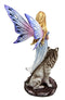 Butterfly Fairy Maiden With Alpha Wolf Guardian Decorative Figurine 9.5"H