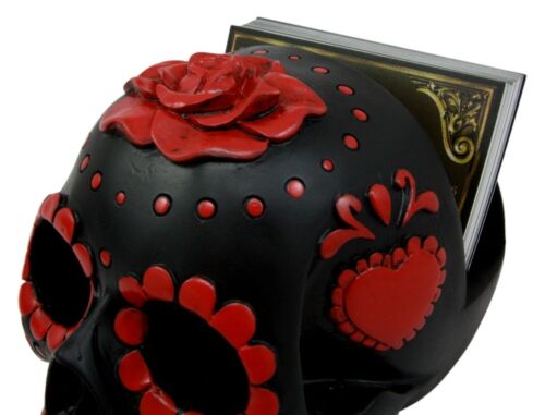 Ebros Day Of The Dead Sugar Skull Business Card Holder Figurine Desktop Office