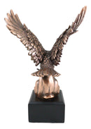 Aerial Bald Eagle Swooping With Talons Over Waves Bronze Electroplated Figurine