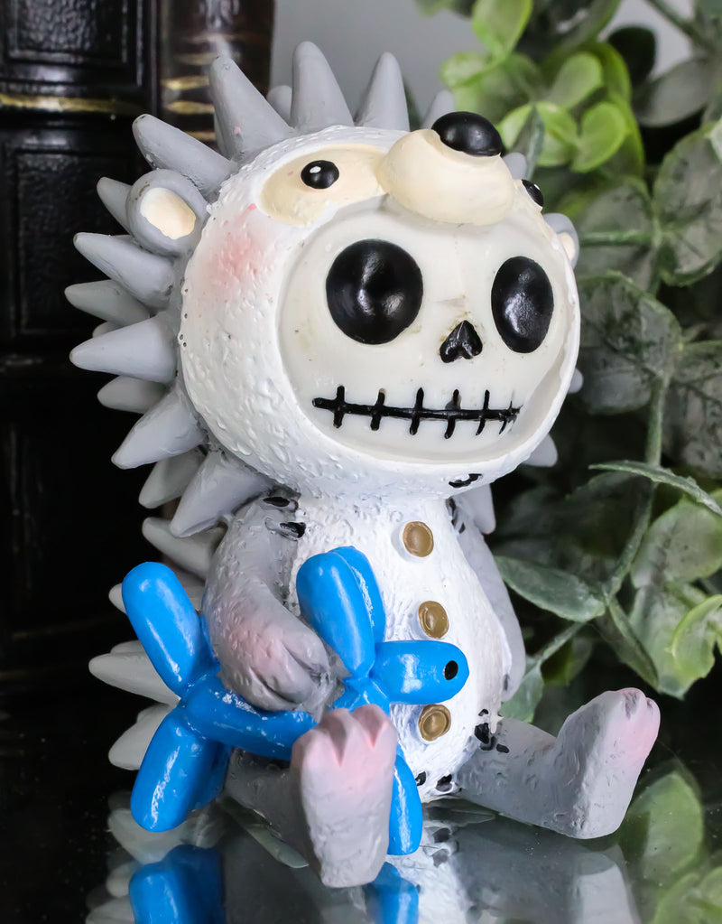 Ebros Furrybones Hedrick The Hedgehog Figurine Small 2.75 Inch Tall Furry Bones Skeleton Monster Collectible Decor Statue Gothic DOD Spiny Mammal Hedgehogs Holding Party Balloon Dog Sculpture
