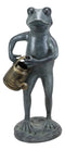 Ebros Gift 19" Tall Aluminum Metal Green Thumb Whimsical Gardening Frog with Watering Can Garden Statue Frogs Spring Summer Pastime Patio Pool Pond Lawn Yard Decorative Rustic Sculpture Accent
