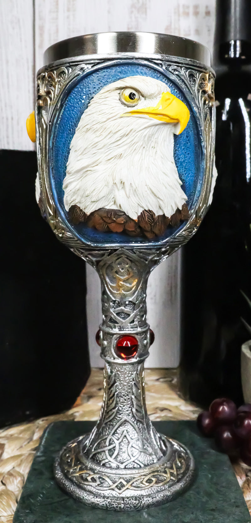 Patriotic Wildlife Majestic American Bald Eagle Celtic Knot Wine Goblet Chalice