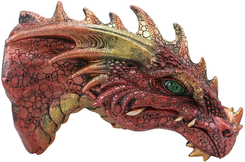 Ebros Red Dragon Head Wall Decor Plaque with Color Changing LED Illuminated Eyes