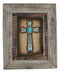 Pack of 2 Rustic Western Turquoise Gems Cross 3D Art Wood Framed Wall Decors