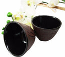 Japanese Cast Iron Tea Cups Set of Two Bamboo Design Red Burgundy Color Cup