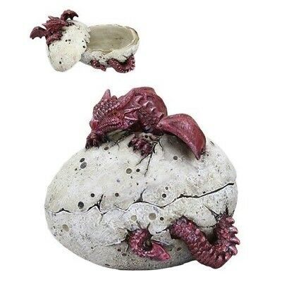 Ebros 5 Inch Red Dragon Hatchling Cracked Egg Jewelry/Trinket Box Figurine