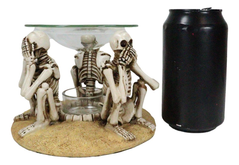 Funny Macabre See Hear Speak No Evil Skeletons Candle Aroma Oil Tart Burner