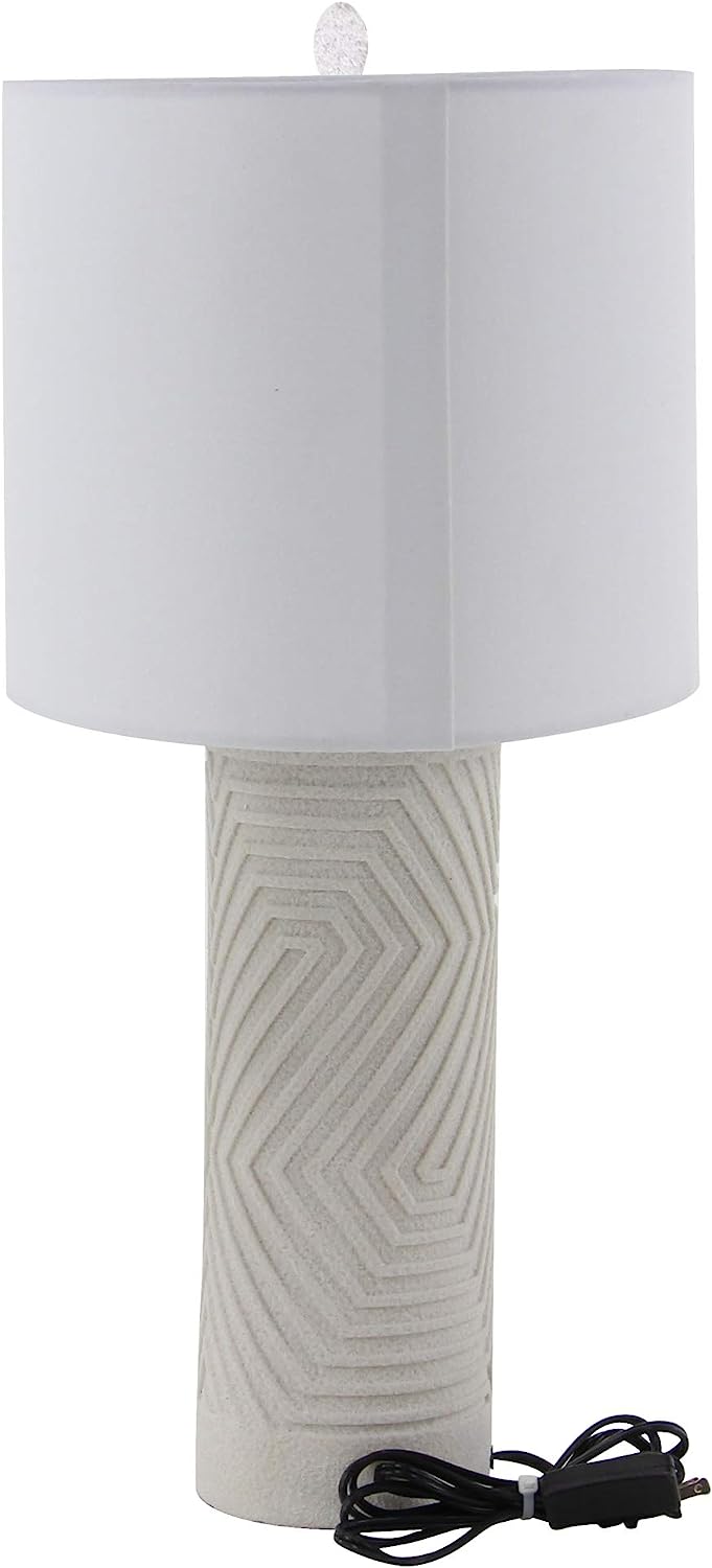 Contemporary Modern Elegant Linear Pattern Polystone Table Lamp With Shade