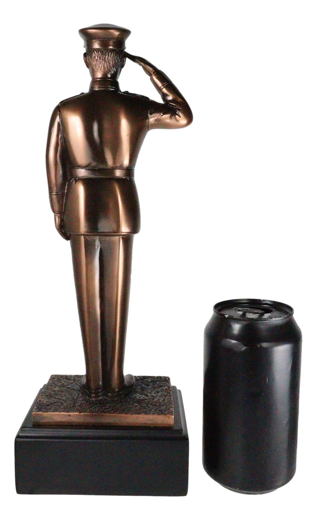 Solemn Salute Military Soldier in Full Dress Parade Uniform Figurine With Base