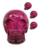 Set Of 4 Purple Translucent Witching Hour Gazing Skull Miniature Figurine 2.5"L