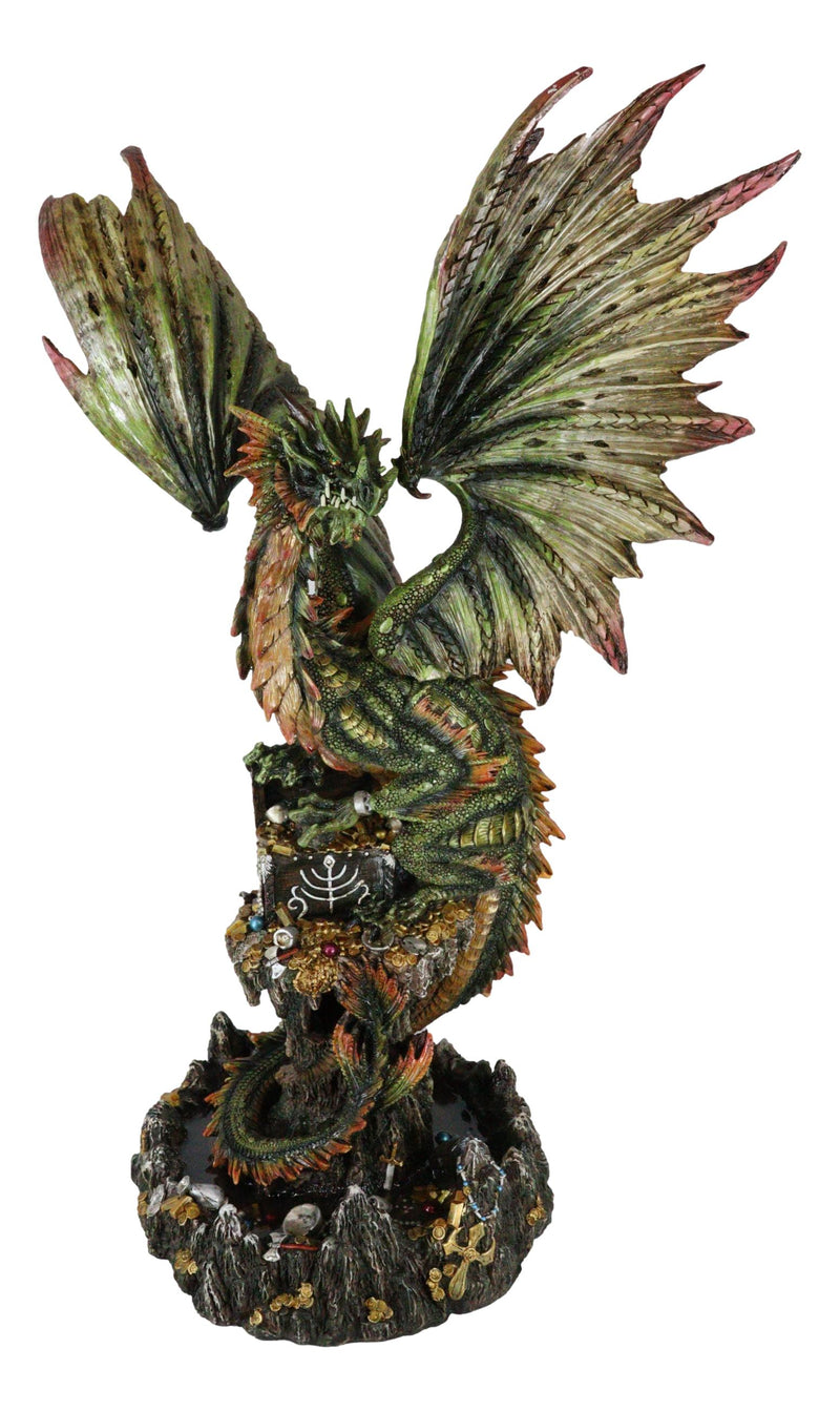 Ebros Large 26"H Green Castle Guardian Treasure Dragon Statue Fantasy Home Decor