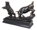 Wall Street Stock Market Signature Charging Bull With Conceding Bear Statue