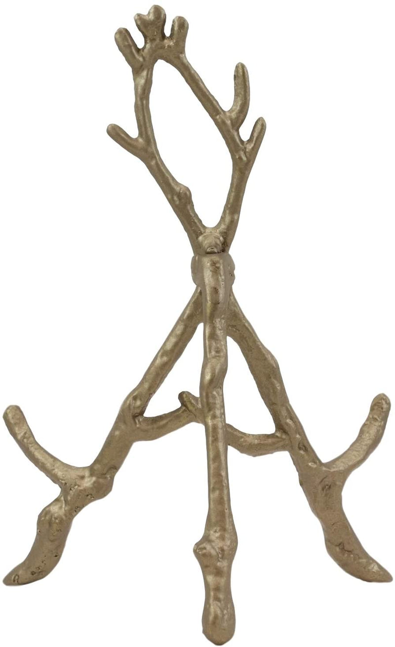 Ebros Cast Iron Rustic Gold Intertwining Branch Twigs Easel Display Stand 9" H