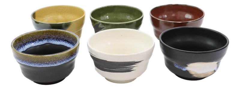 Pack Of 6 Made In Japan Colorful Abstract Art Kiln Natural Glazed Ceramic Bowls