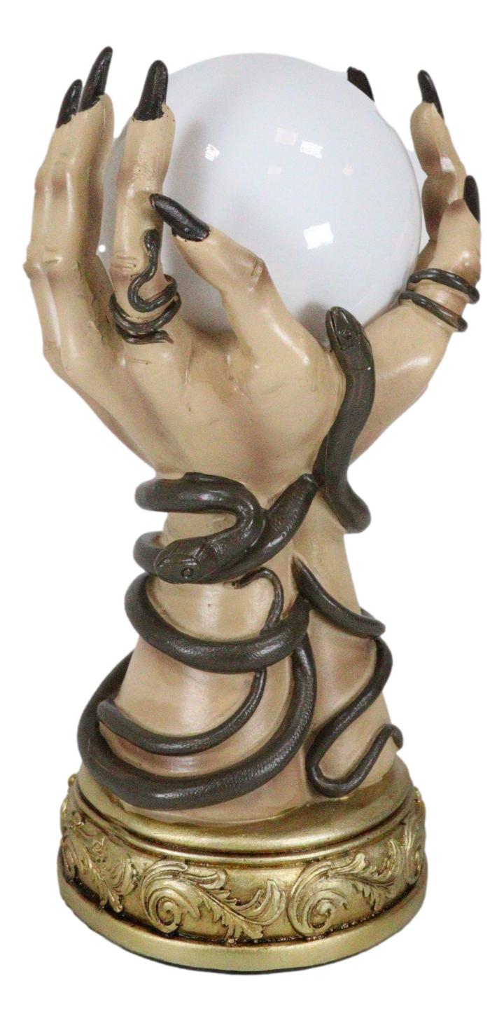 Psychic Fortune Teller Witch Hands With Snakes Rotating LED Glass Gazing Ball