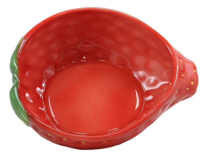Ebros 9.75"Wide Home Decor Accent Red Delicious Strawberry Fruit Or Salad Ceramic Serving Bowl For Fruits Salads Vegetables Baked Goods Tabletop Decorative Bowls