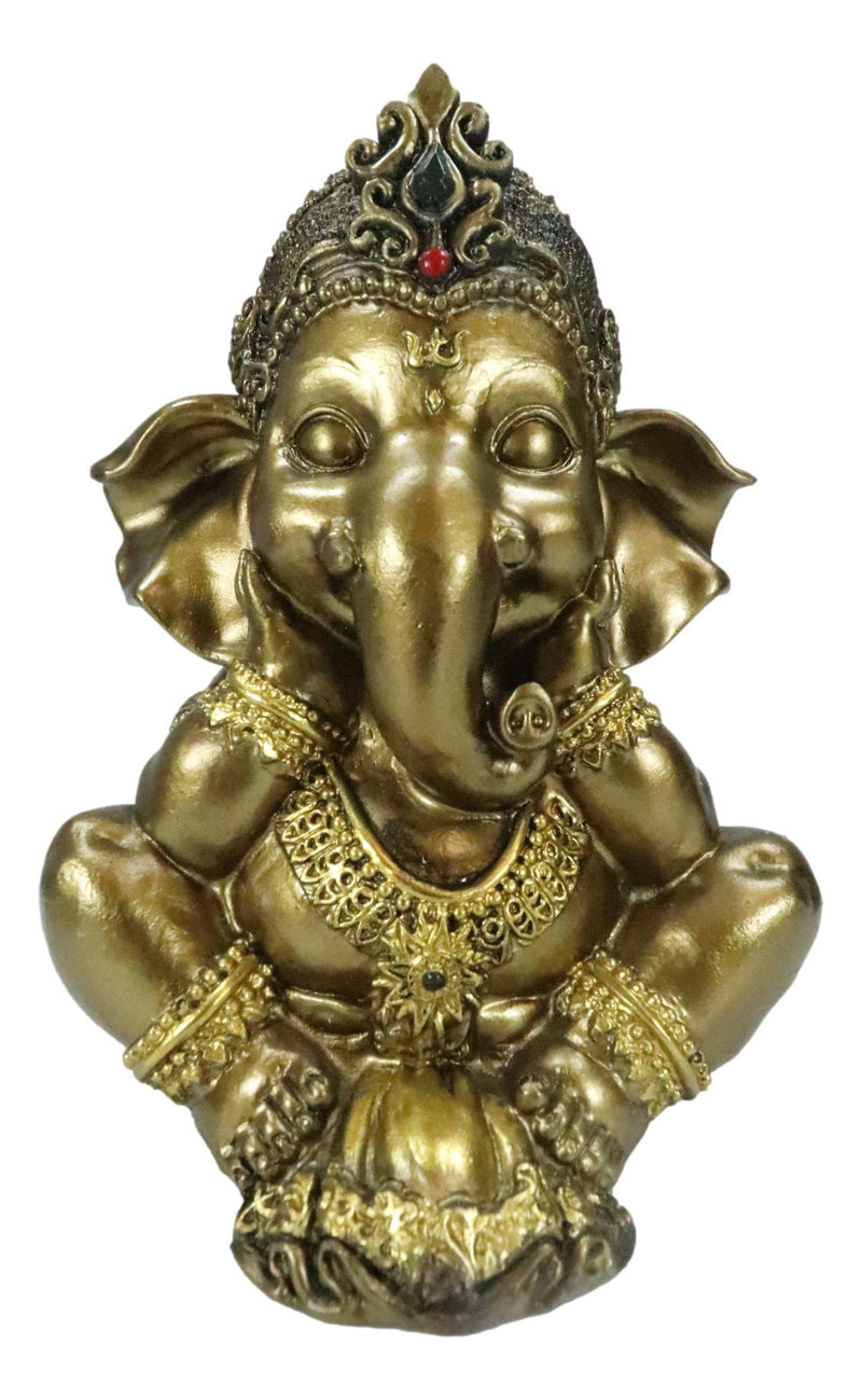 Vastu Hindu Elephant God Baby Ganesha Ganapati With Hands On Cheek Figurine