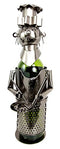 Ebros Gift Head Chef With Pan & Spatula Hand Made Metal Wine Bottle Holder Caddy Decor Figurine 14.5"H