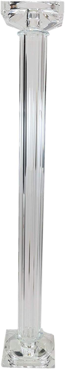 Ebros Contemporary Crystal Glass Pillar Column Candle Holder Candlestick Candleholder Decor Figurine for Mantelpiece Countertop Table Master Bedroom Living Room Accent (23" High)